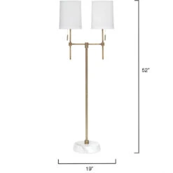Minerva 52 Inch 40.00 Watt Antique Brass & White Marble Twin Shade Floor Lamp Portable Light 6 Minerva 52 Inch 40.00 Watt Antique Brass & White Marble Twin Shade Floor Lamp Portable Light -Outlet Jamie Aura Store 9mine flab 5 1