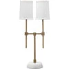 Minerva 10 Inch 25.00 Watt Antique Brass & White Twin Shade Console Lamp Portable Light