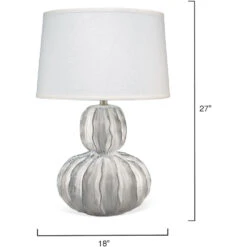 Oceane Gourd 27 Inch 150.00 Watt White Ceramic Table Lamp Portable Light -Outlet Jamie Aura Store 9oceawhc131g 2