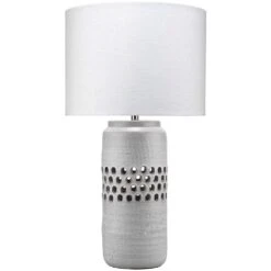 Perforated 36 Inch 150.00 Watt Matte Frosted Grey Table Lamp Portable Light
