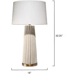 Pleated 32.25 Inch 150.00 Watt Cream Table Lamp Portable Light -Outlet Jamie Aura Store 9pleatedtlcr 2