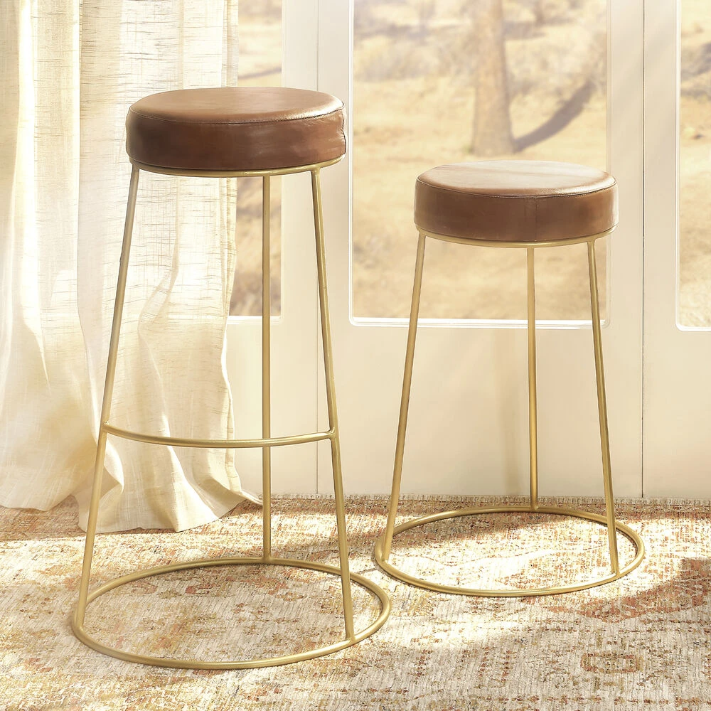 Henry 30 Inch Matte Brown And Brass Bar Stool 2 Henry 30 Inch Matte Brown And Brass Bar Stool - Image 2