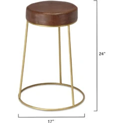 Henry 24 Inch Matte Brown And Brass Counter Stool -Outlet Jamie Aura Store ls20hencsbr 2