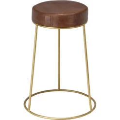 Henry 24 Inch Matte Brown And Brass Counter Stool -Outlet Jamie Aura Store ls20hencsbr 5