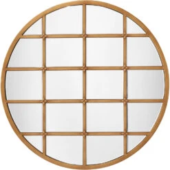 Grid 36 X 36 Inch Antique Brass Grid Mirror