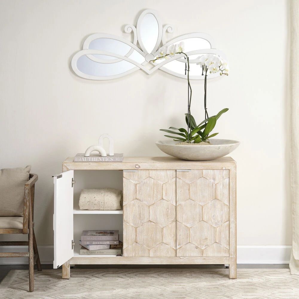 Scroll 46 X 20 Inch White Mirror 2 Scroll 46 X 20 Inch White Mirror - Image 2