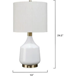 Amelia 24.5 Inch 100.00 Watt White Table Lamp Portable Light -Outlet Jamie Aura Store ls9ameliwhbr 2