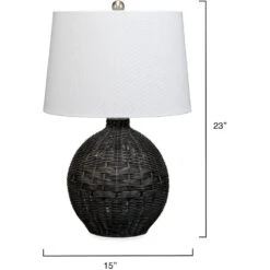 Cape 23 Inch 150.00 Watt Black Table Lamp Portable Light -Outlet Jamie Aura Store ls9capeblack 2