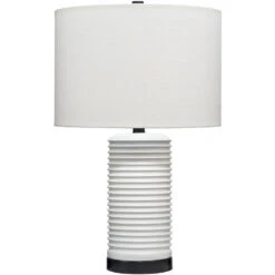 Furrowed 23 Inch 150.00 Watt White Table Lamp Portable Light