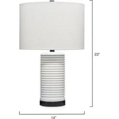 Furrowed 23 Inch 150.00 Watt White Table Lamp Portable Light -Outlet Jamie Aura Store ls9furrowhbk 2 1